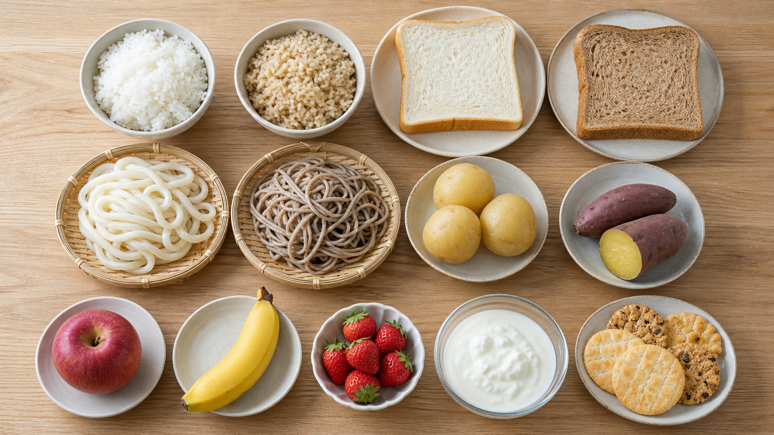 身近な食品のGI値一覧｜ごはん・パン・麺・果物・お菓子